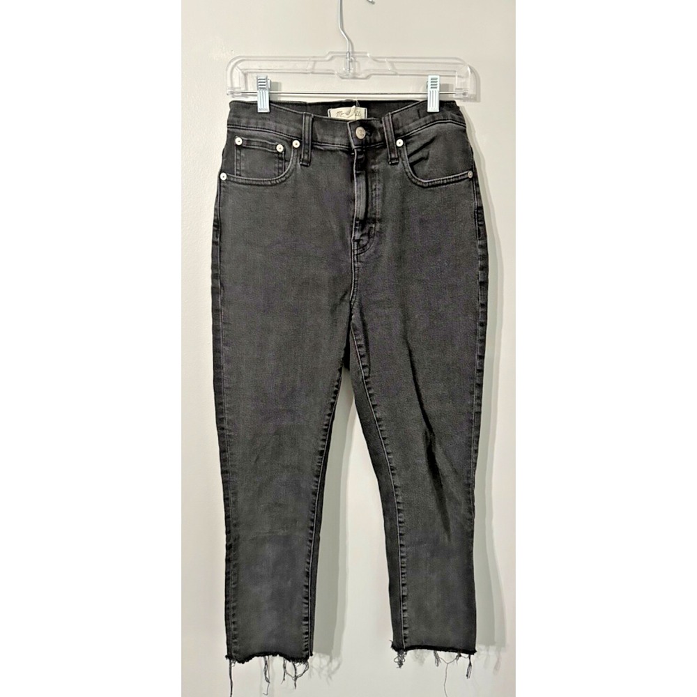 Madewell Jeans The High Rise Slim Crop Boy jean Blk 25 Stretch Festival Raw‎ Hem